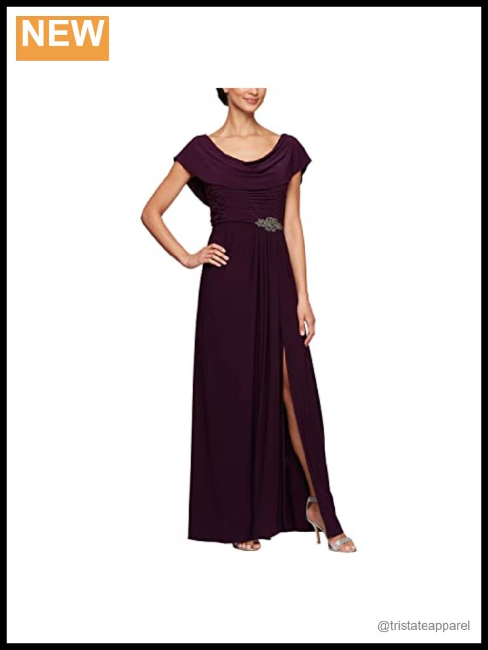Formal Mother of the Bride Long Cowl Neck Dress A-Line Gown